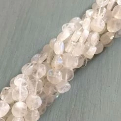 Precious Sparkle Rainbow Moonstone Coin Beads 15" Strand