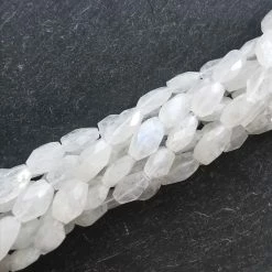Precious Sparkle Rainbow Moonstone Faceted Oval Beads 15" Strand