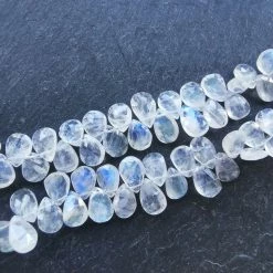 Precious Sparkle Rainbow Moonstone Faceted Pear Briolette (each Bead)