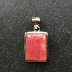 Precious Sparkle Jewellery Rhodonite Sterling Silver Rectangular Pendant
