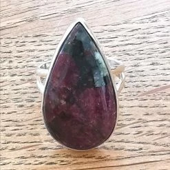 Precious Sparkle Jewellery Eudialyte Ring Sterling Silver Teardrop Size P