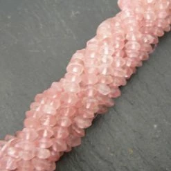 Precious Sparkle Rose Quartz 4-4.5mm Faceted Rondelle Beads 15" Strand