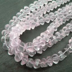 Precious Sparkle Rose Quartz Twist Faceted Rondelles A Grade 9" Strand