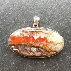 Precious Sparkle Seam Agate Sterling Silver Large Pendant