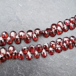 Precious Sparkle Garnet Faceted Pear Briolette Beads AA Grade (Set Of 5)