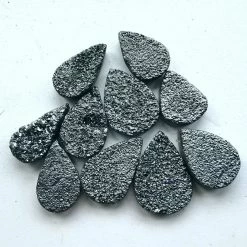 Precious Sparkle Beads Platinum Druzy Faceted Pear Briolette Bead