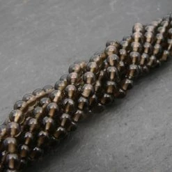 Precious Sparkle Smoky Quartz 4mm Round Beads 15" Strand