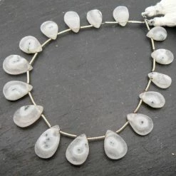 Precious Sparkle Solar Quartz Plain Pear Briolette Beads 8" Strand