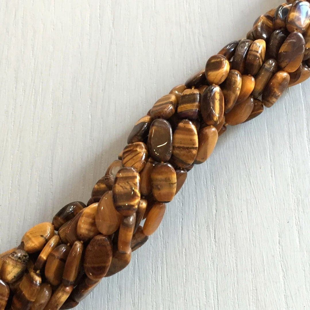 Budget ⌛ Precious Sparkle Tiger Eye Plain Oval Beads 15" Strand 🔔 1 Precious Sparkle Tiger Eye Plain Oval Beads 15" Strand