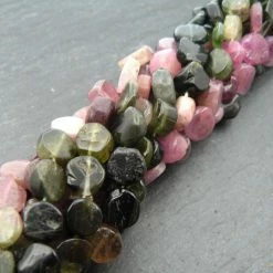 Precious Sparkle Tourmaline Plain Coin Beads 15" Strand