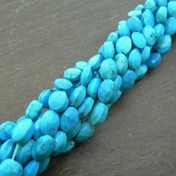 Precious Sparkle Turquoise Faceted Oval Beads 15" Strand