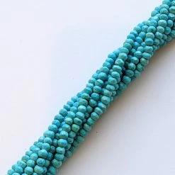 Precious Sparkle Turquoise Faceted Rondelle Beads 15" Strand