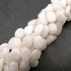 Precious Sparkle White Agate Oval Beads 15" Strand
