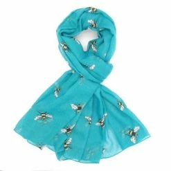 Pure Fashions Bees Scarf In Teal New