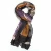 Pure Fashions New Grey/Purple Bright Peonies Scarf