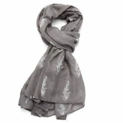 Pure Fashions Grey Rosemary Sprig Scarf