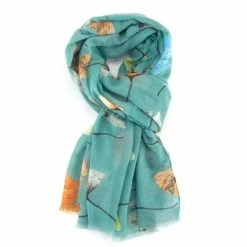 Pure Fashions Light Green Gingko Leaf Scarf New
