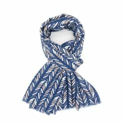 Pure Fashions Navy Line Pattern Scarf New