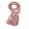 Pure Fashions Pink Gingko Embroidered Scarf New