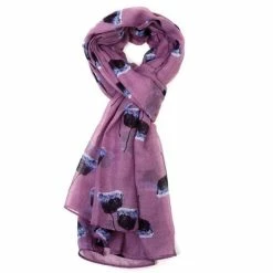 Pure Fashions Purple Painted Poppies Scarf