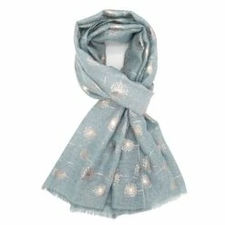 Pure Fashions Rose Gold Dandelion Scarf Duck Egg