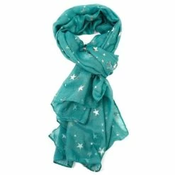 Pure Fashions New Teal Rose Gold Sketch Stars Scarf