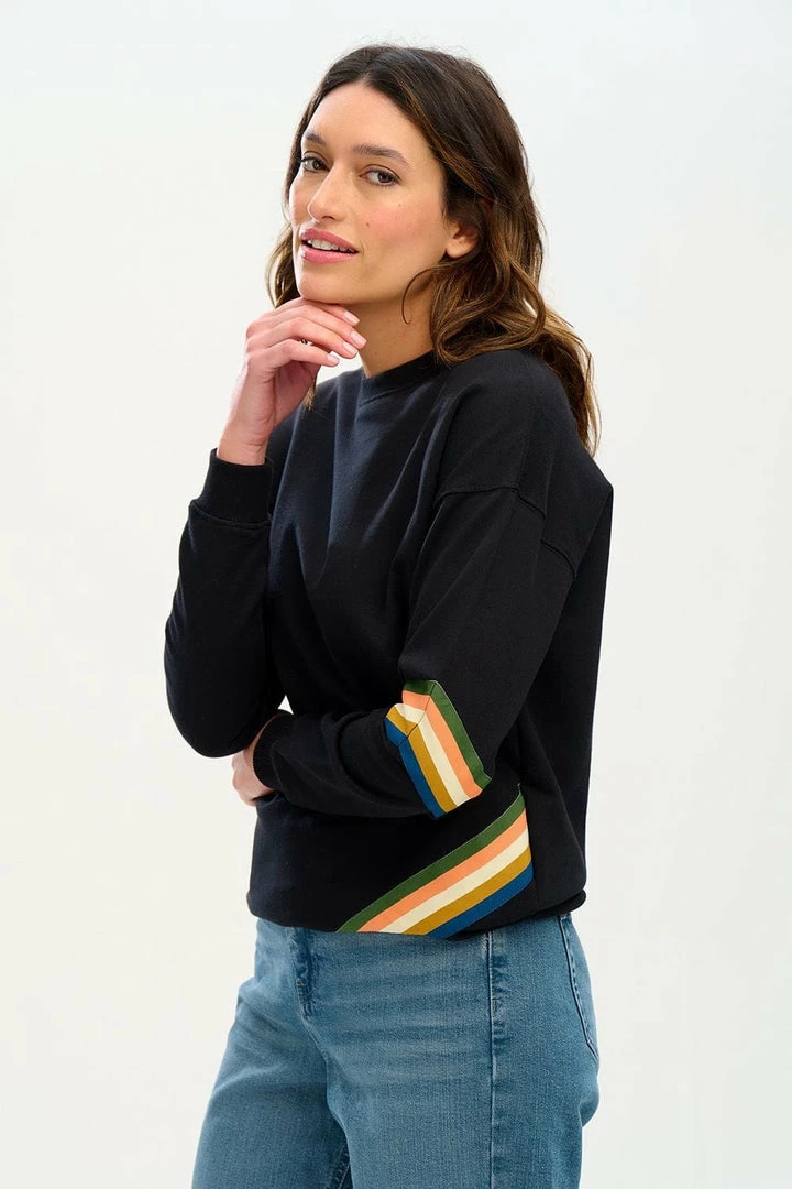 Flash Sale 🤩 Sugarhill Brighton Black Rainbow Stripes Sweatshirt 😀 2 Sugarhill Brighton Black Rainbow Stripes Sweatshirt