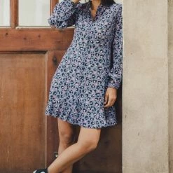 Sugarhill Brighton Devra Shirt Dress Slate Star Leopard New