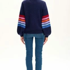 New Sugarhill Brighton Essie Jumper Navy Sleeve Stripes