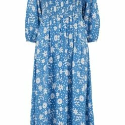 New Sugarhill Brighton Raquel Shirred Dress Blue
