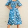 New Sugarhill Brighton Raquel Shirred Dress Blue