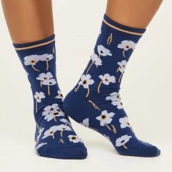 Thought Clothing Accessories Thought Gots Summer Poppies Socks Twilight Blue