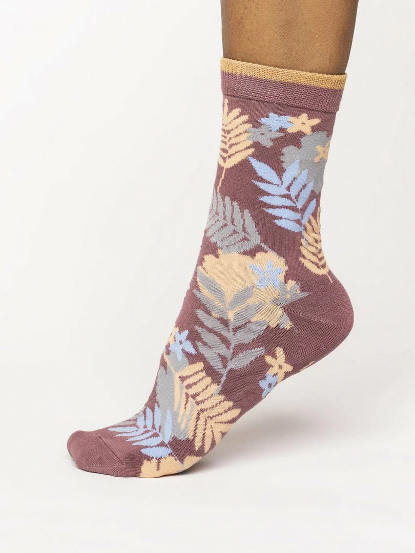 Buy 😀 Thought Clothing Thought Palm Leaf 🧦 Socks Damson Purple 🔥 1 Thought Clothing Thought Palm Leaf Socks Damson Purple