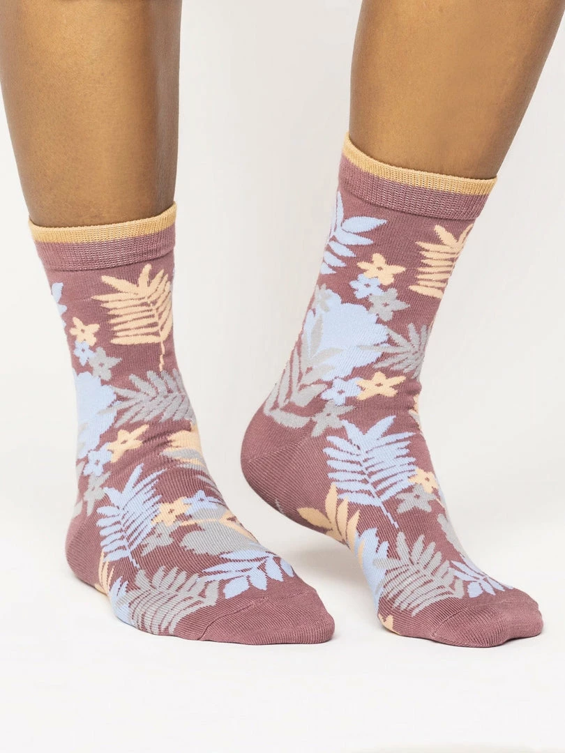 Buy 😀 Thought Clothing Thought Palm Leaf 🧦 Socks Damson Purple 🔥 2 Thought Clothing Thought Palm Leaf Socks Damson Purple