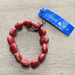 Tickled Pink Ceramic Heart Stretchy Bracelet