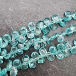 Unique Jewellers Jaipur Apatite Faceted Pear Briolette Beads AA Grade (Set Of 10)