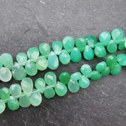 Unique Jewellers Jaipur Chrysoprase Faceted Pear Briolettes AAA Grade (Set Of 5) Beads