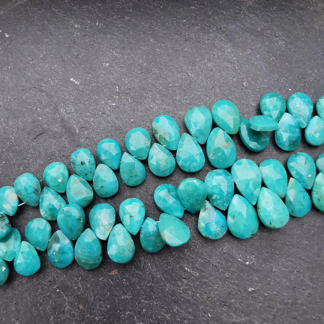 Outlet ✔️ Unique Jewellers Jaipur Natural Green-Blue Turquoise Faceted Pear Briolette Beads (Set Of 5) 🔔 1 Unique Jewellers Jaipur Natural Green-Blue Turquoise Faceted Pear Briolette Beads (Set Of 5)