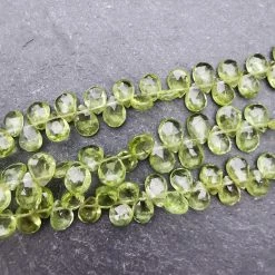 Unique Jewellers Jaipur Peridot Faceted Pear Briolette Beads AAA Grade (Set Of 5)