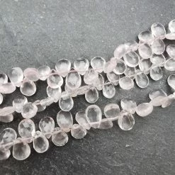 Unique Jewellers Jaipur Rose Quartz Faceted Pear Briolette Beads AAA Grade (Set Of 5)