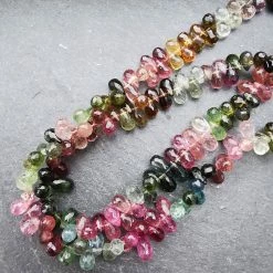 Unique Jewellers Jaipur Tourmaline AAA Grade Faceted Drop Briolettes (Set Of 10) Beads