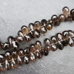Unique Jewellers Jaipur Smoky Quartz Faceted Teardrop Briolette Beads AAA Grade (Set Of 5)