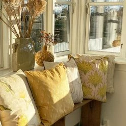 Vanilla Fly Velvet Yellow Floral Cushion