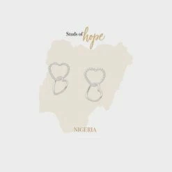 Vurchoo Studs Of Hope Silver Heart Chain Earrings New