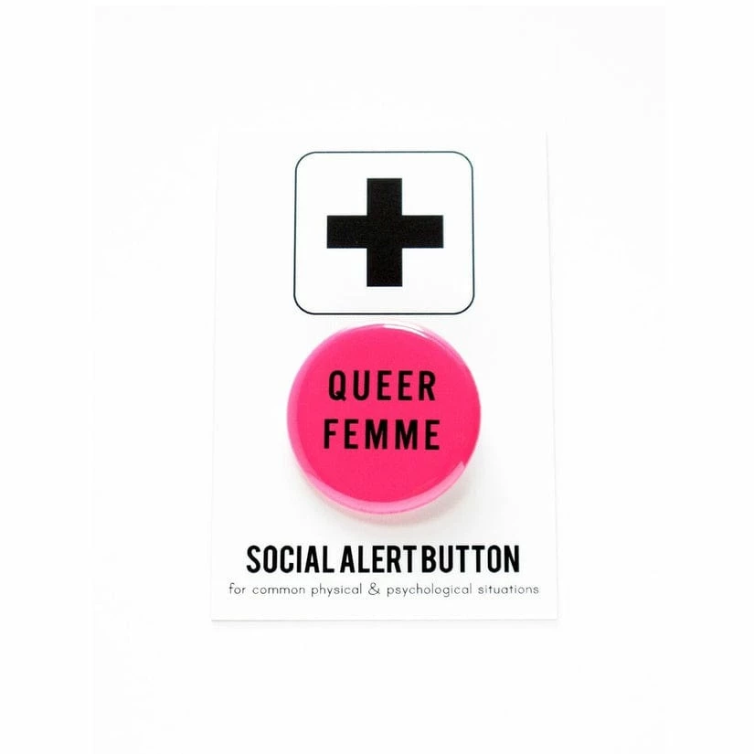 Discount 🥰 Word For Word LGBTQ+ Queer Femme Pinback Button 😀 1 Word For Word LGBTQ+ Queer Femme Pinback Button