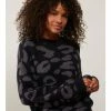 YAYA Animal Jacquard Sweater Black Dessin New