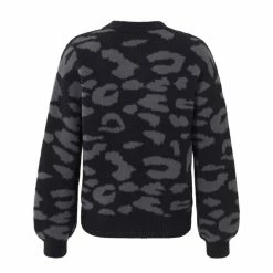 YAYA Animal Jacquard Sweater Black Dessin New
