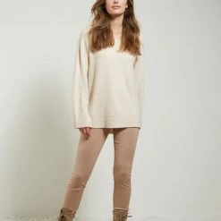 Yaya Asymmetric Neckline Sweater Beige Melange