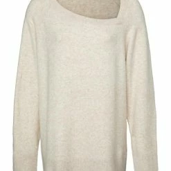 Yaya Asymmetric Neckline Sweater Beige Melange