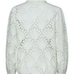 New Yaya Broderie Anglasie Blouse Egret Off White